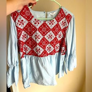 Crown & Ivy Embroidered Blouse! Perfect for nights out on the town!! Size XL